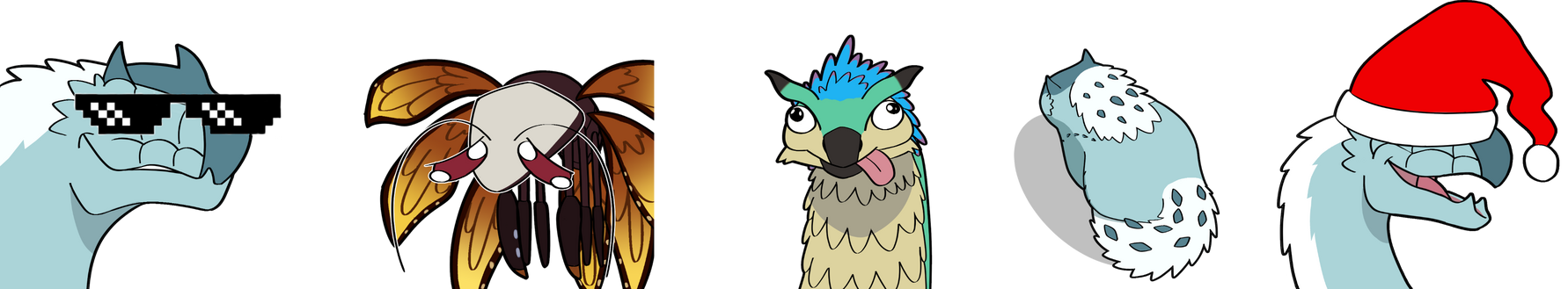 Pack of minimum 5 emotes in cartoony style
